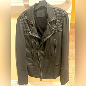 All Saints Rowley Biker leather jacket Black Large NWOT